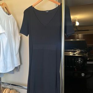 Theory Black V Neck Midi Dress Size S Little Black Dress